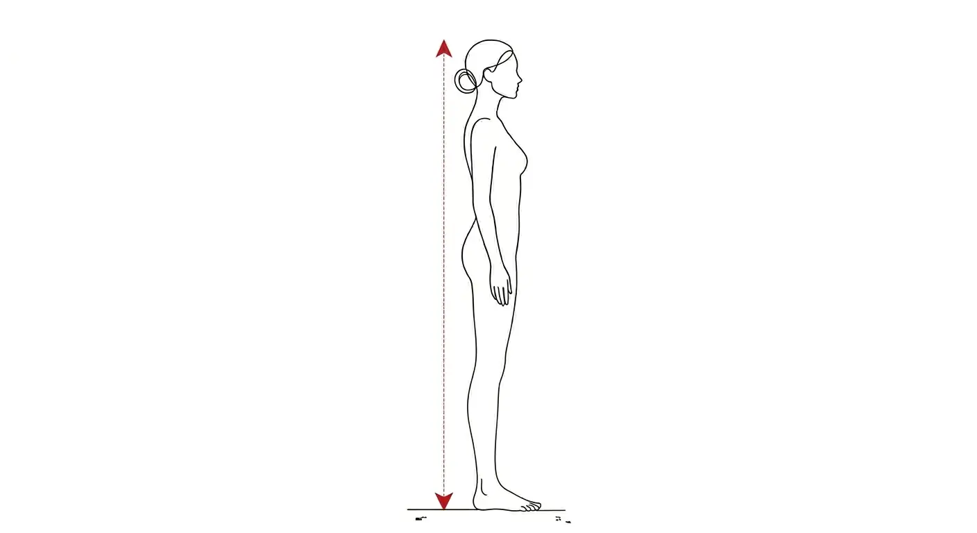 Croquis de mode minimaliste montrant comment mesurer la stature et la taille exacte d'un mannequin femme pour une agence